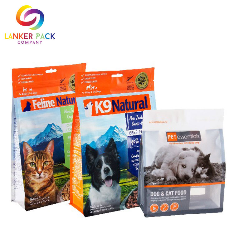 Bolsas de comida para mascotas de fondo plano con impresión personalizada