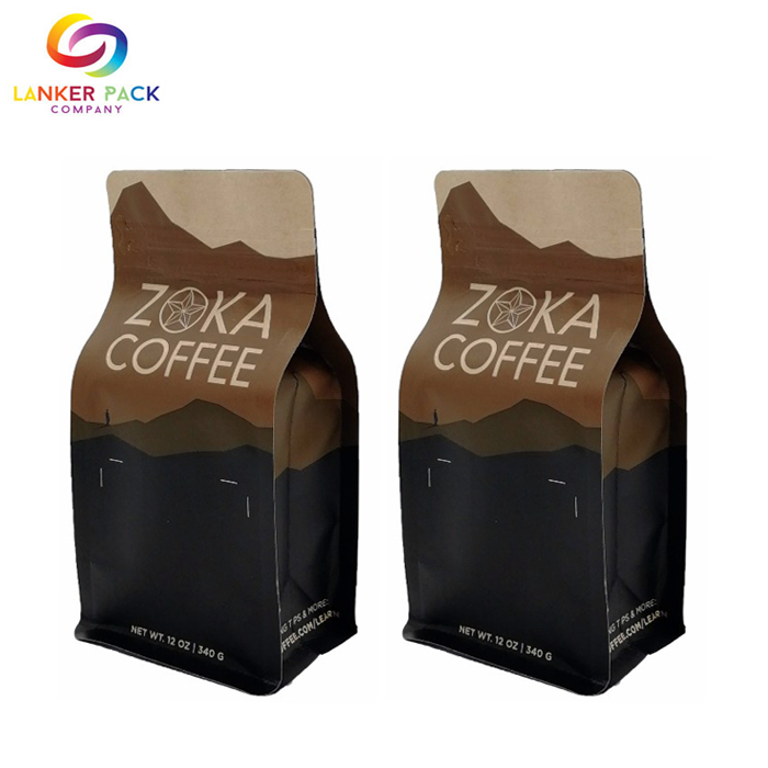 Bolsa de embalaje de café con sello cuádruple personalizado resellable