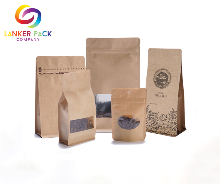 Bolsa de papel Kraft Ziplock resellable con ventana transparente